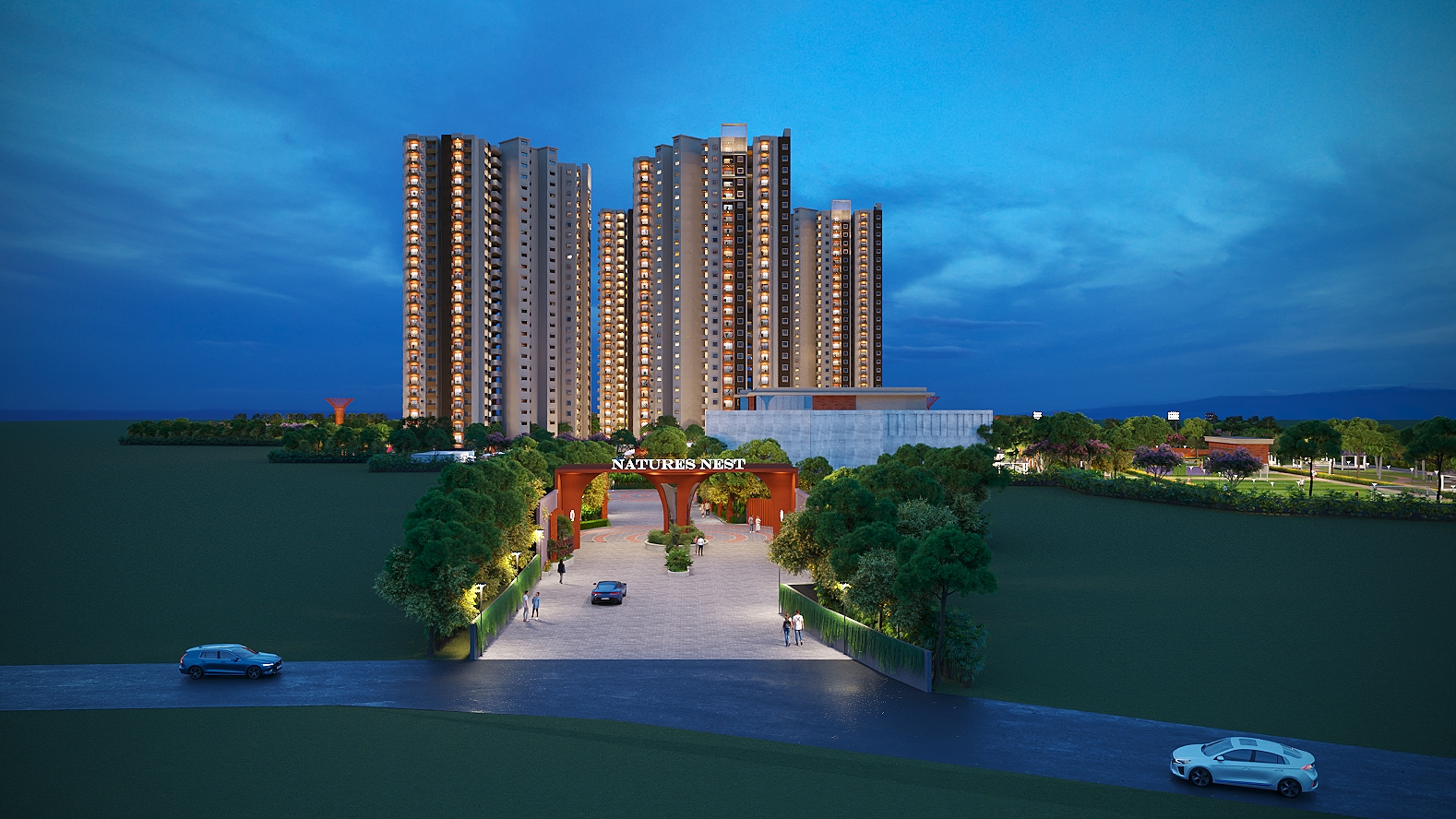 NPS Natures Promise by NPS Developers Grand Entrance Night View Kanamangala East Bangalore
